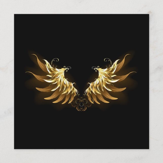 Golden Angel Wings auf schwarzem Hintergrund Menükarte (Vorderseite)