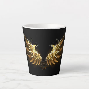Golden Angel Wings auf schwarzem Hintergrund Milchtasse
