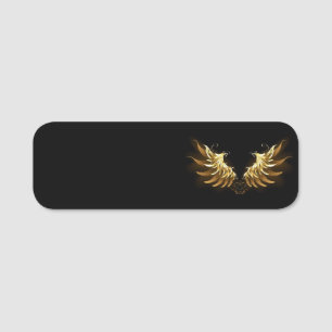 Golden Angel Wings auf schwarzem Hintergrund Namensschild