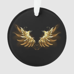 Golden Angel Wings auf schwarzem Hintergrund Ornament