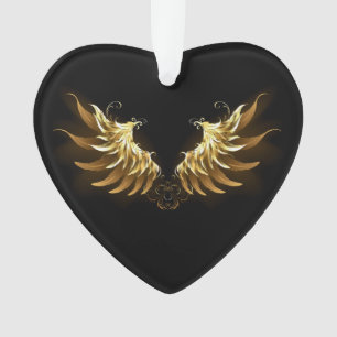 Golden Angel Wings auf schwarzem Hintergrund Ornament