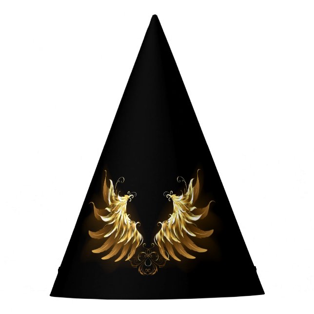 Golden Angel Wings auf schwarzem Hintergrund Partyhütchen (Vorderseite)