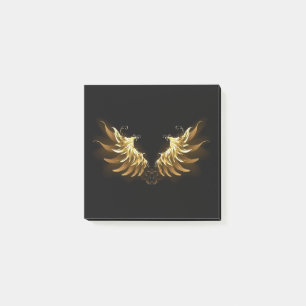 Golden Angel Wings auf schwarzem Hintergrund Post-it Klebezettel