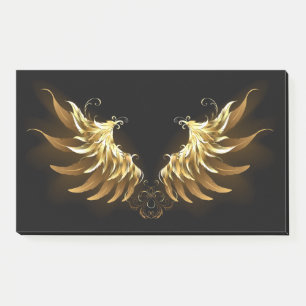 Golden Angel Wings auf schwarzem Hintergrund Post-it Klebezettel