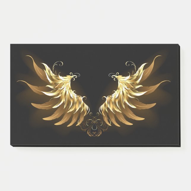Golden Angel Wings auf schwarzem Hintergrund Post-it Klebezettel (Vorderseite)
