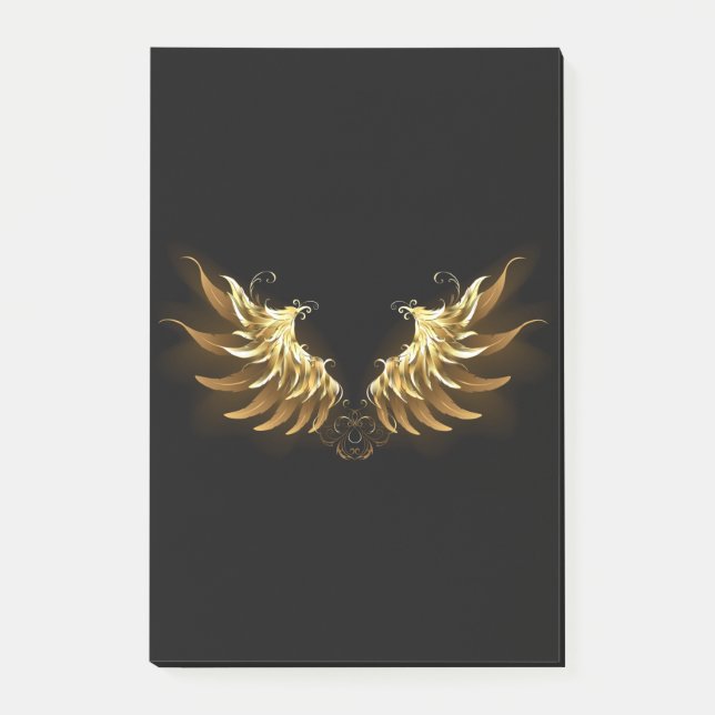 Golden Angel Wings auf schwarzem Hintergrund Post-it Klebezettel (Vorderseite)
