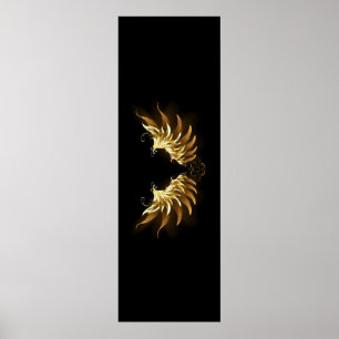 Golden Angel Wings auf schwarzem Hintergrund Poster