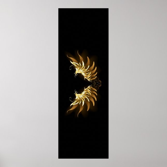 Golden Angel Wings auf schwarzem Hintergrund Poster (Vorne)