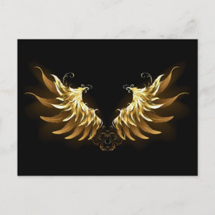 Golden Angel Wings auf schwarzem Hintergrund Postkarte