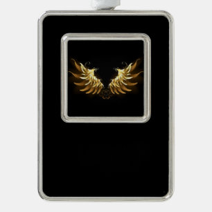 Golden Angel Wings auf schwarzem Hintergrund Rahmen-Ornament Silber