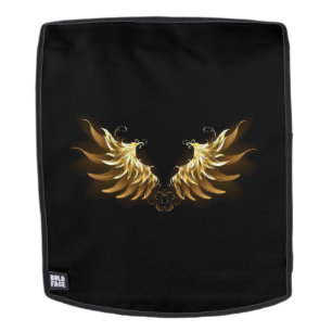 Golden Angel Wings auf schwarzem Hintergrund Rucksack