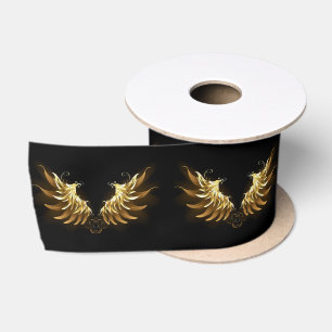 Golden Angel Wings auf schwarzem Hintergrund Satinband