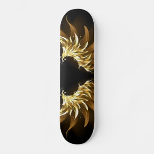 Golden Angel Wings auf schwarzem Hintergrund Skateboard