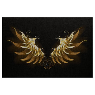 Golden Angel Wings auf schwarzem Hintergrund Stoff