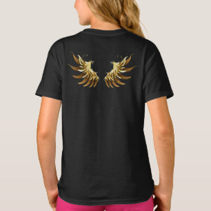 Golden Angel Wings auf schwarzem Hintergrund T-Shirt