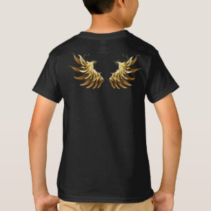 Golden Angel Wings auf schwarzem Hintergrund T-Shirt