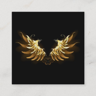 Golden Angel Wings auf schwarzem Hintergrund Telefonnummerkarte