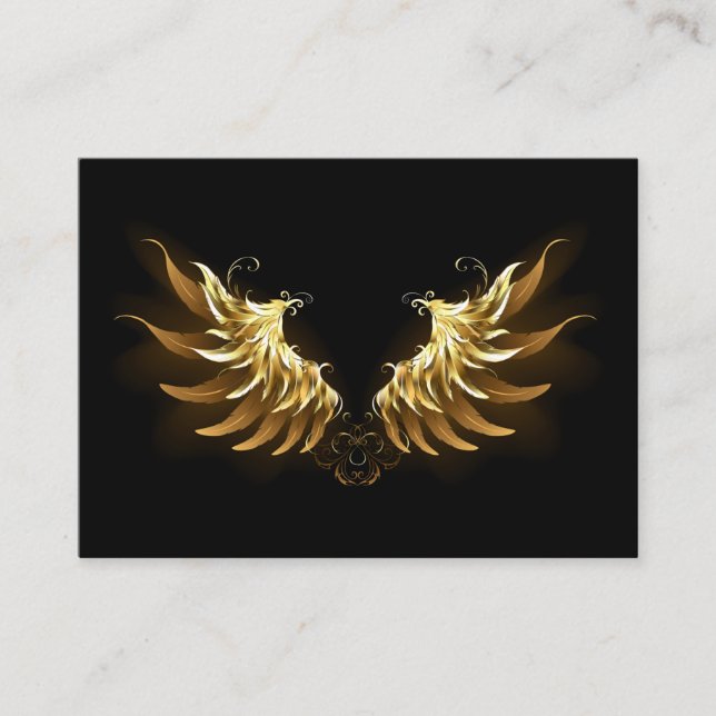 Golden Angel Wings auf schwarzem Hintergrund Telefonnummerkarte (Vorderseite)
