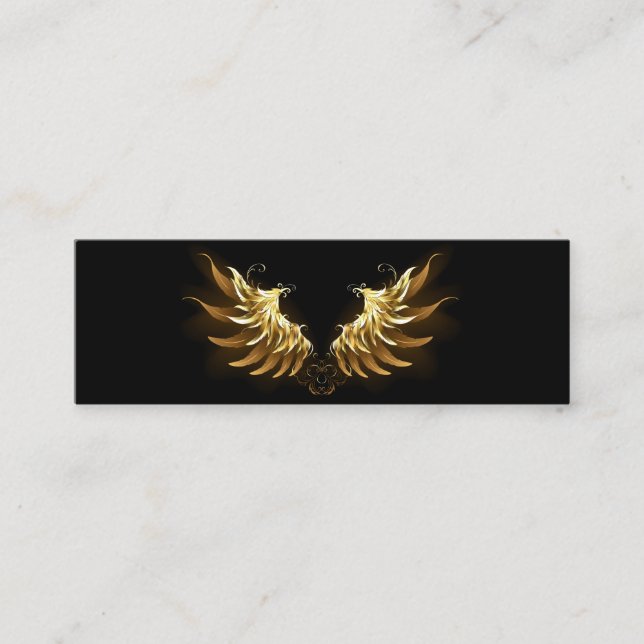 Golden Angel Wings auf schwarzem Hintergrund Telefonnummerkarte (Vorderseite)