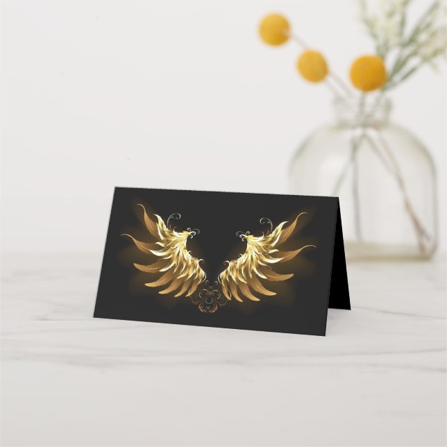 Golden Angel Wings auf schwarzem Hintergrund Terminkarte (Vorderseite)