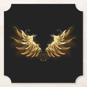 Golden Angel Wings auf schwarzem Hintergrund Untersetzer