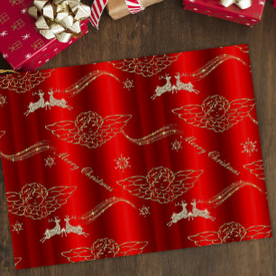 Golden Angelic Splendor: Red & Gold Weihnachten Seidenpapier