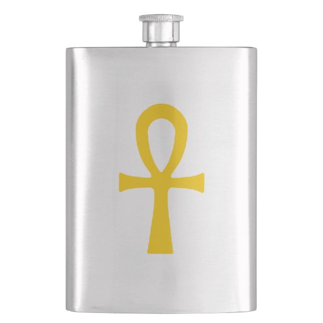 Golden Ankh Altes ägyptisches Lebenszeichen Flachmann (Vorderseite)