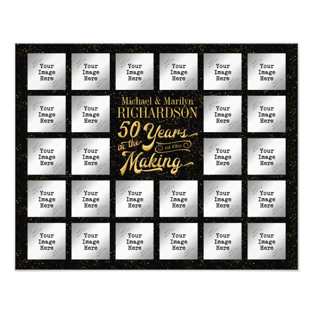 Golden Anniversary 26 Photo Collage, Gold Confetti (Devant)