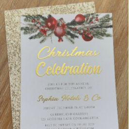 Golden Annual Christmas Party Celebration Gold Folieneinladung