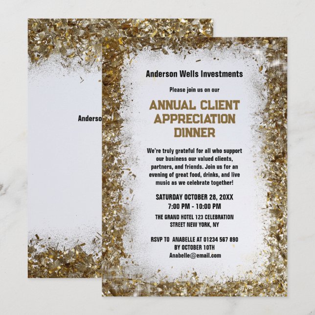Golden Annual Client Appreciation Dinner Party   Einladung (Vorne/Hinten)