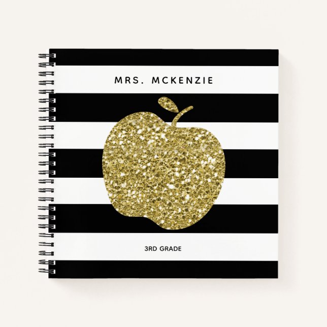 Golden Apple Teacher Spiral Notebook, Imitate Glit Notizbuch (Vorderseite)