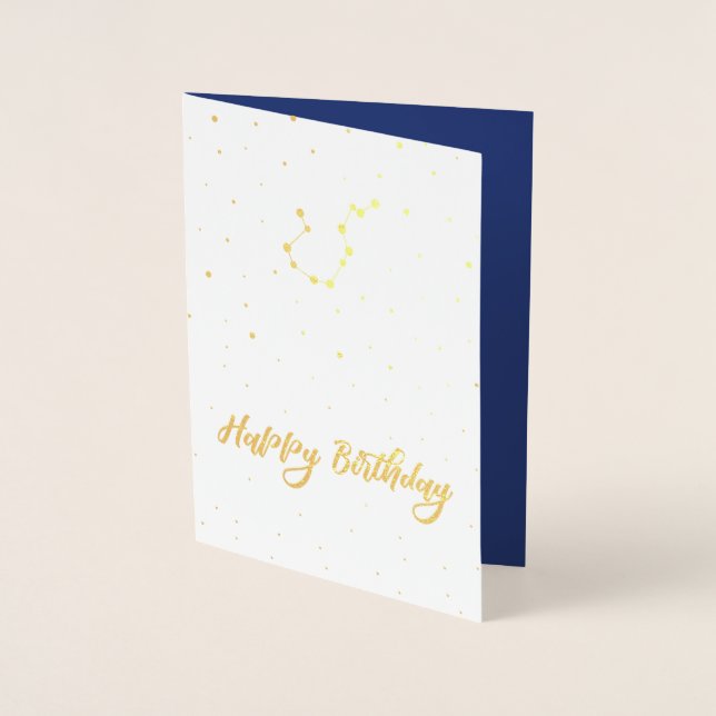 Golden Aquarius Constellation Happy Birthday Folienkarte (Vorderseite)