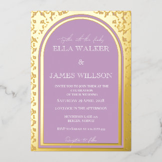 Golden Arch Regal White & Lilac (Solid) Folieneinladung