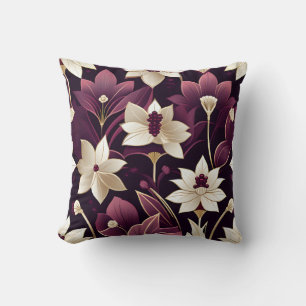 Golden Art Deco Blume Burgund Kissen