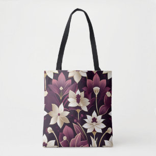 Golden Art Deco Blume Burgund Tasche