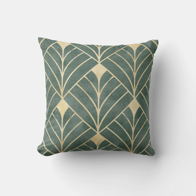 Golden Art Deco: Luxuriöser Nahtloser Stil Kissen (Vorderseite)