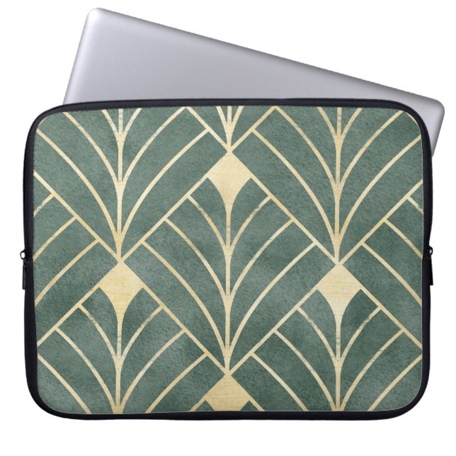 Golden Art Deco: Luxuriöser Nahtloser Stil Laptopschutzhülle (Vorderseite)