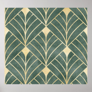 Golden Art Deco: Luxuriöser Nahtloser Stil Poster