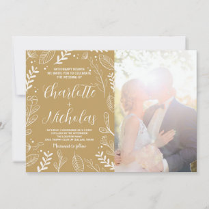 Golden Art Wedding Einladung mit Foto