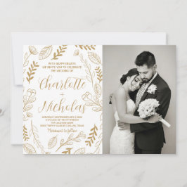 Golden Art White Wedding Einladung mit Foto