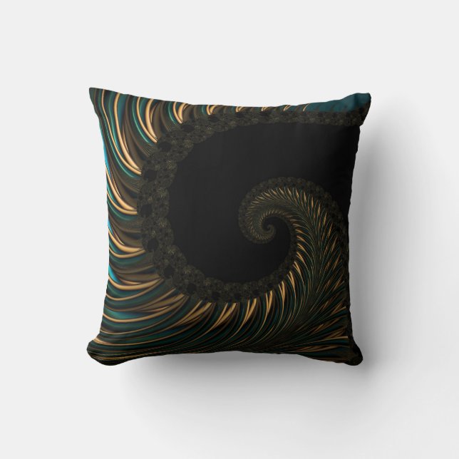 Golden Artistic Spirin Spin, moderne Fraktal Art Kissen (Vorderseite)