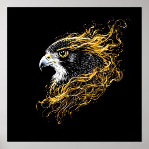 "Golden Aura" Falke Majestätische Wandkunst Poster