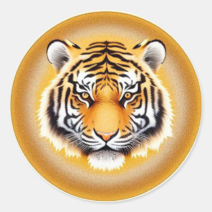 🐅 Golden Aura Tiger Kopf Laptop Runder Aufkleber