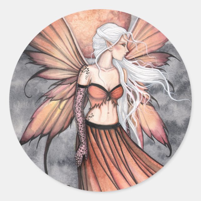 Golden Autumn Fairy Runder Aufkleber (Vorderseite)