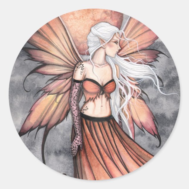 Golden Autumn Fairy Runder Aufkleber (Vorderseite)