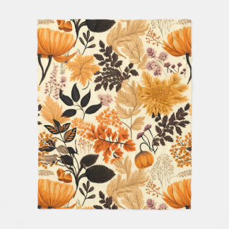 Golden Autumn Floral Medley Fleecedecke