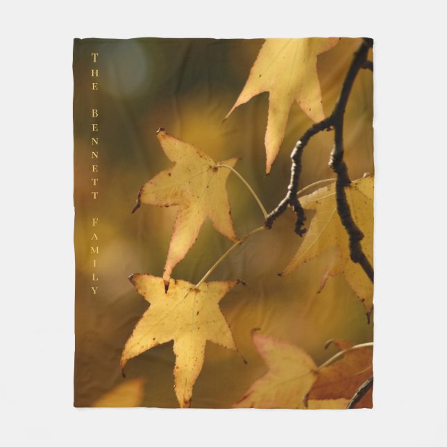 Golden Autumn Leaves Christmas Gift Fleecedecke (Vorderseite)