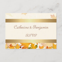 Golden Autumn Leaves Wedding RSVP