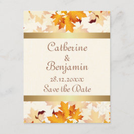 Golden Autumn Leaves Wedding Save the Date
