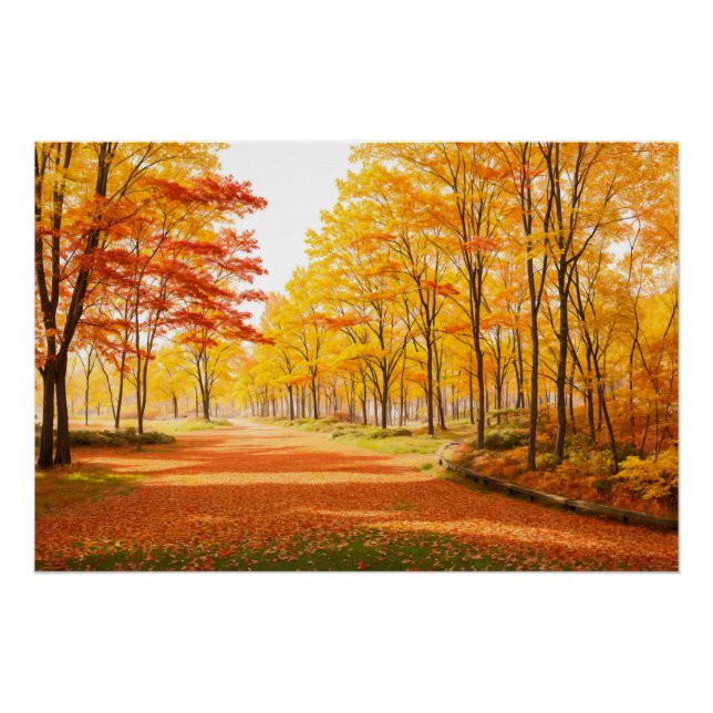 Golden Autumn Tree-lined Path Poster (Vorderseite)